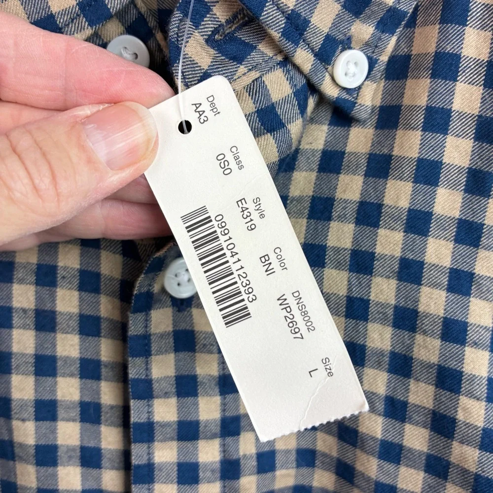 J. Crew NWT Gingham Khaki & Blue Checked Shirt